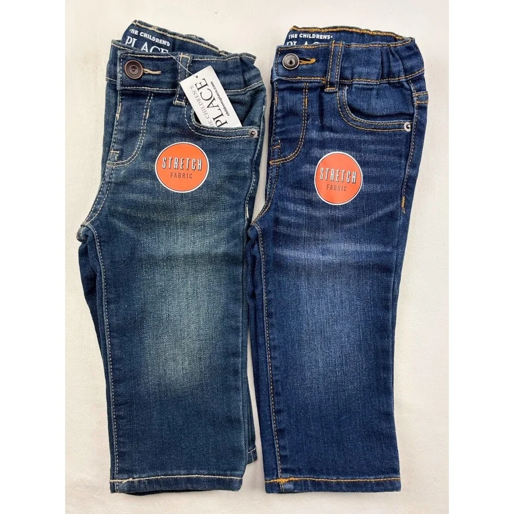 2 The Children's Place Baby Boy 9 12 Mos Jeans‎ Lot Stretch Straight 10
